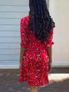 Cara Red Floral Short Wrap Dress