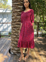 Christy Red Vintage-Inspired Midi Dress