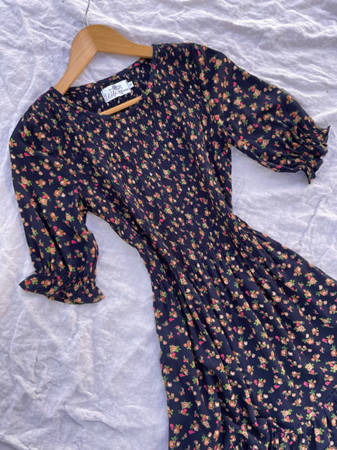 Vintage-Inspired Blue Floral Dress Vintage-Inspired Blue Floral Dress