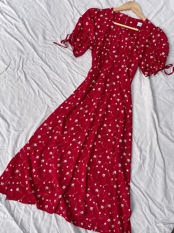 Dylan Red Floral Midi Dress
