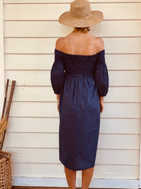 Elly Navy Polka-dot Dress-1