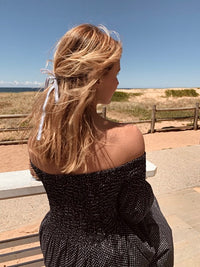 Elly Black Linen Off-Shoulder Dress