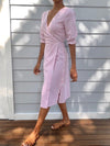 Lia Pink Stripe Cotton Wrap Dress-6