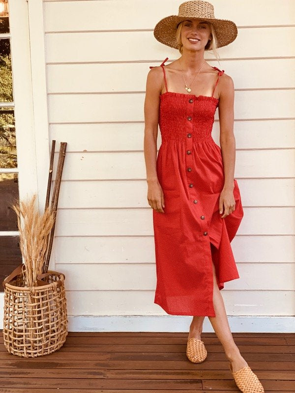 Alexa red polka-dot dress-1