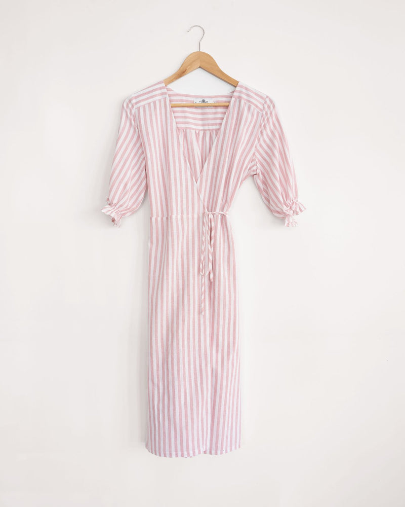 Lia Pink Stripe Wrap Dress