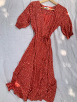 Lia Red Clay Vintage Floral Wrap Dress