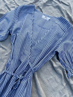 Lia Indigo Stripe Linen Wrap Dress
