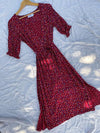 Lia Red Vintage Floral Wrap Dress