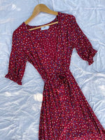 Lia Red Vintage Floral Wrap Dress