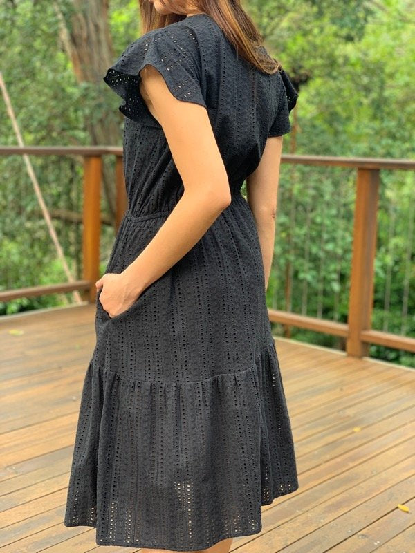 Marley Black Cotton Lace Dress - Sustainable Fashion – All The Wild Roses