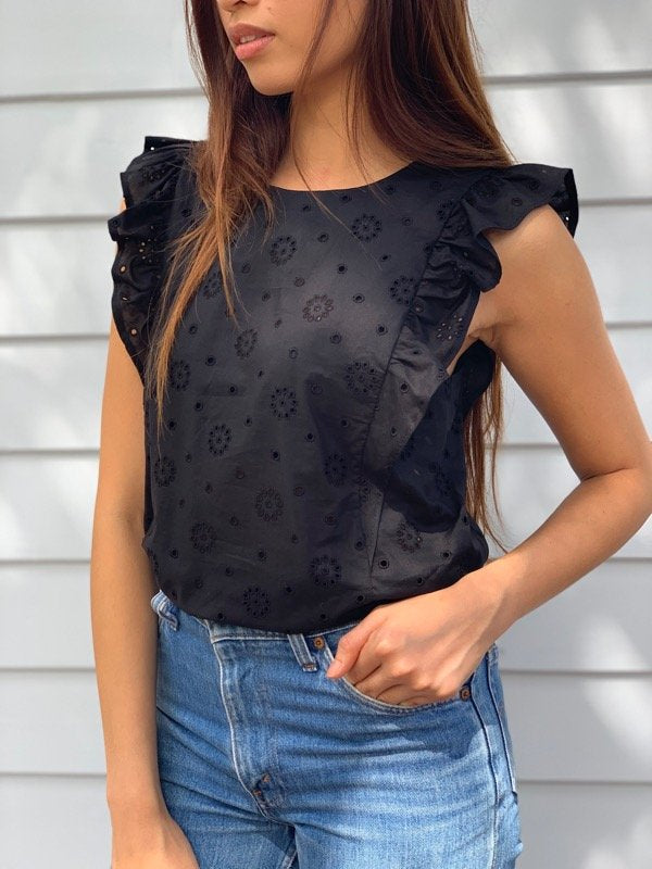 Mia Black Embroidered Reversible Blouse-01
