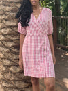 Mille Pink Gingham Wrap Dress