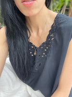 Vintage Black Embroidered Sleeveless Top