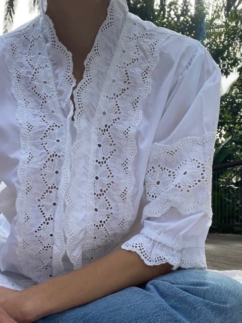 Vintage Broderie Anglaise Cotton Top