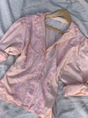 Vintage Hand-Dyed Peach Embroidered Cotton Lace Shirt
