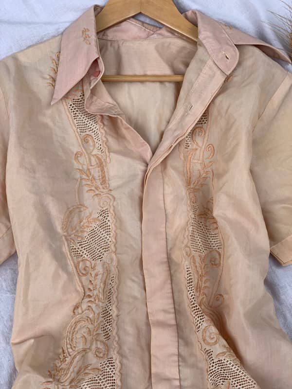 Vintage Hand-Dyed Turmeric Embroidered Shirt