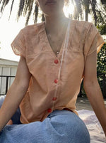 Vintage Hand Dyed Coral Gold Cotton Top
