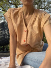 Vintage Hand Dyed Coral Gold Cotton Top