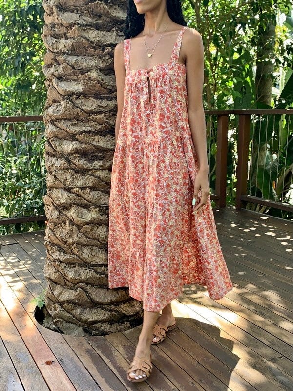 Arabella Sunset Floral Cotton Dress